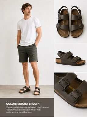Birkenstock Arizona Soft Footbed Sandals Dark Brown Mocha Leather EU41 L10 M8